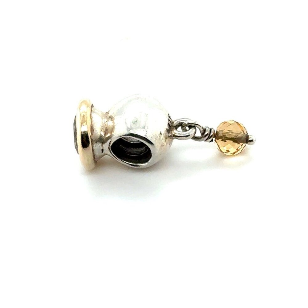 Pandora Two Tone With Big Stone & Dangle Gem Charm